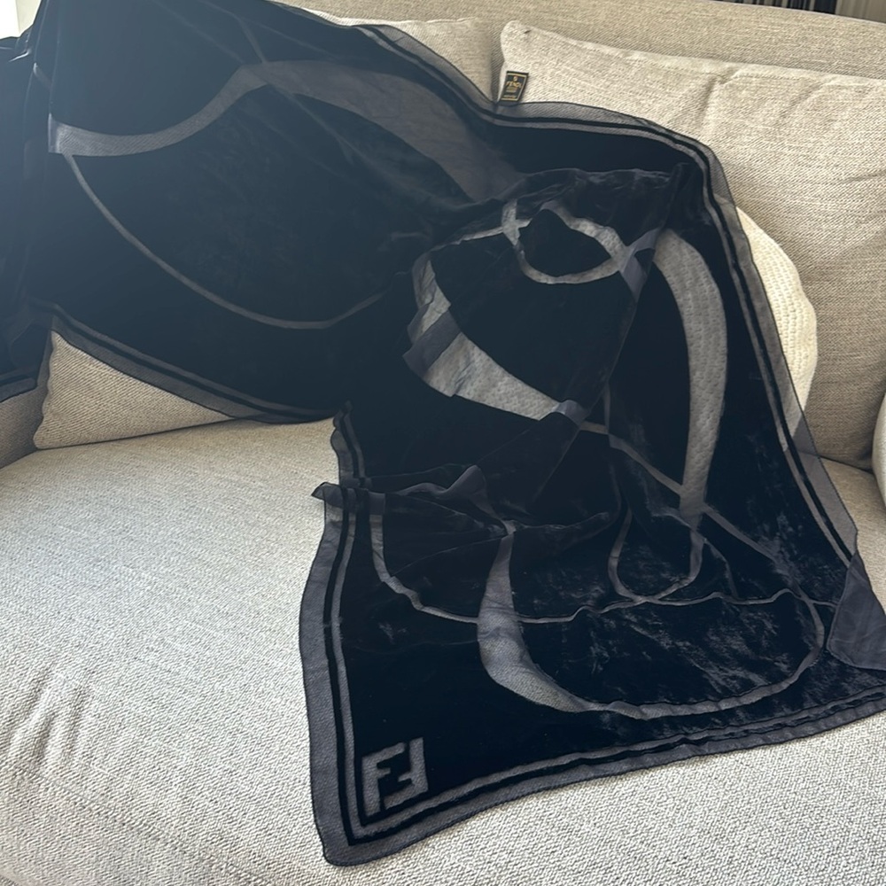 Fendi  velvet and chiffon shawl/ scarf
